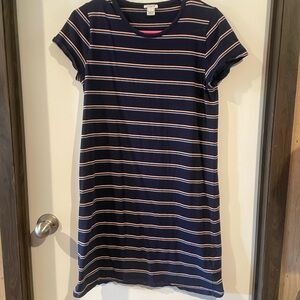 J. Crew Navy Striped Midi Dress